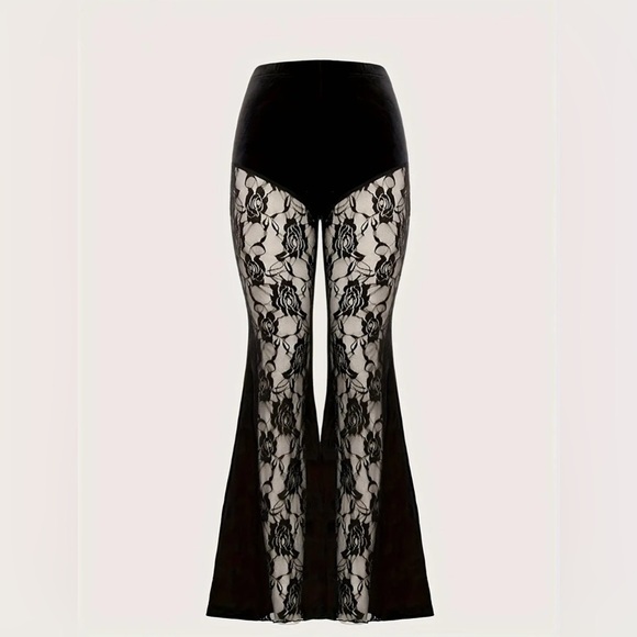 NIP-Velvet Bell Bottom High Waist Lace Front Flare
Pants - Picture 6 of 6